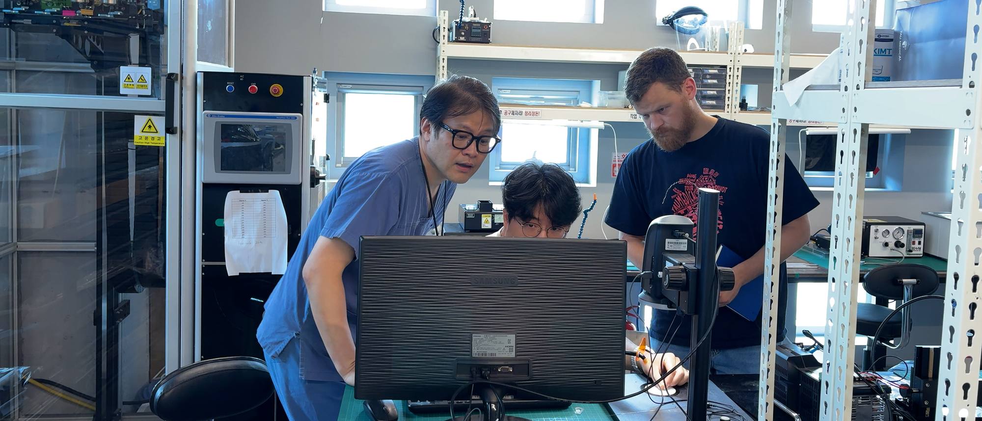 Engineers working together in a lab