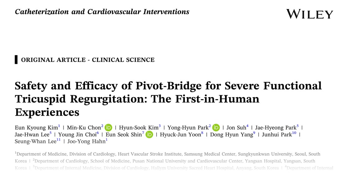 First page of the Pivot-Bridge first-in-human article in Catheterization and Cardiovascular Interventions