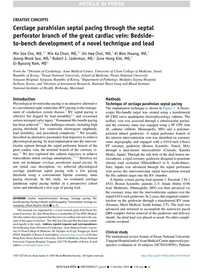 First page of the article in Heart Rhythm